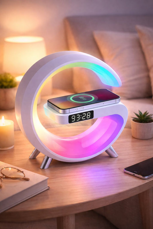 Lampara led multicolor con cargador inalámbrico