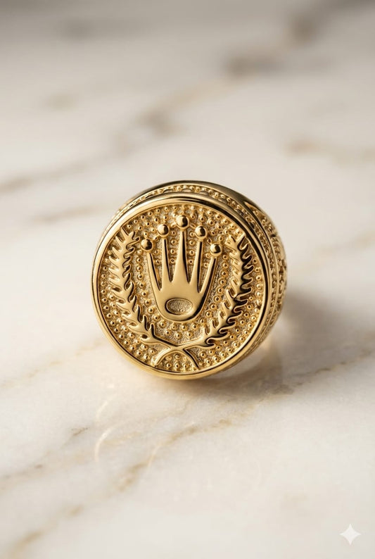 Anillo Corona- Oro Laminado