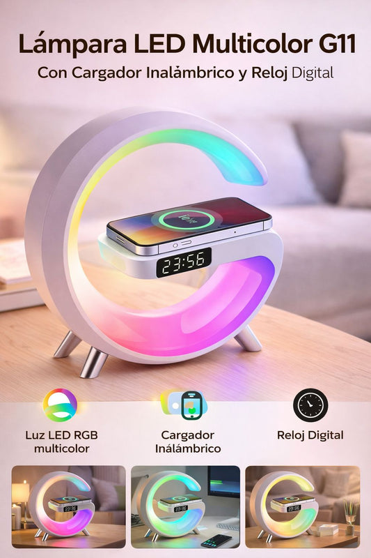 Lampara led multicolor con cargador inalámbrico